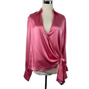 Worth New York Silk Wrap Top New Size 2 Punk Pink